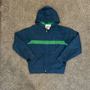 Vintage Woolrich Navy and Green Raincoat Size M